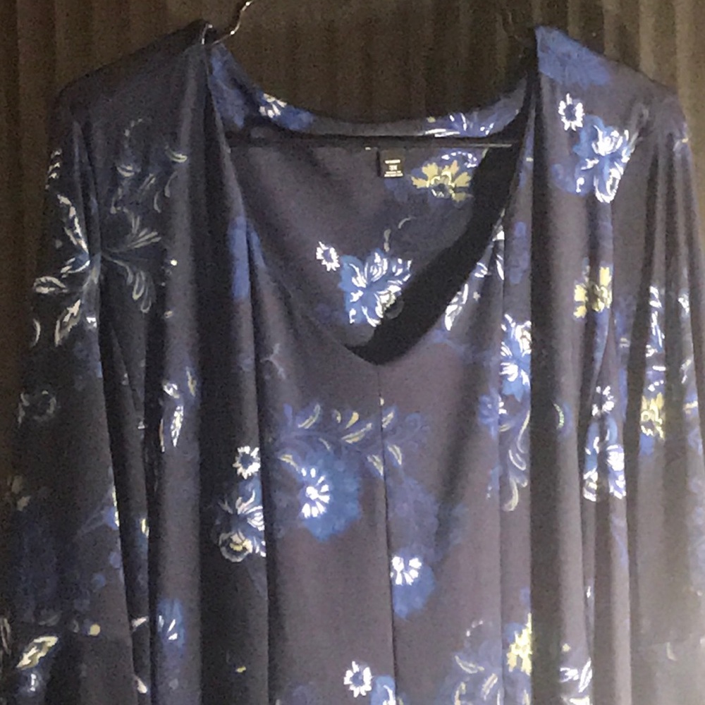 Roz & Ali Floral Statement Bell Sleeves Long Dress size 3X
